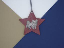 Papillon Wooden Star - Christmas Ornament Tree Decoration Dog Hanging Mum Gift