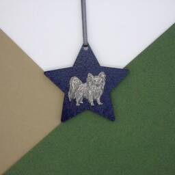 Papillon Wooden Star - Christmas Ornament Tree Decoration Dog Hanging Mum Gift - thumbnail 3