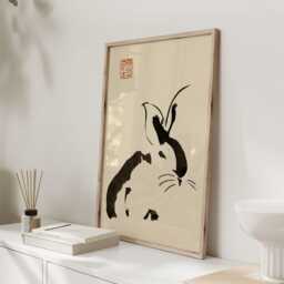 Matsumoto Hoji, Rabbit, Japanese Rabbit Print, Wall Art, Poster, Japandi, Art - thumbnail 3