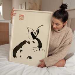 Matsumoto Hoji, Rabbit, Japanese Rabbit Print, Wall Art, Poster, Japandi, Art - thumbnail 2