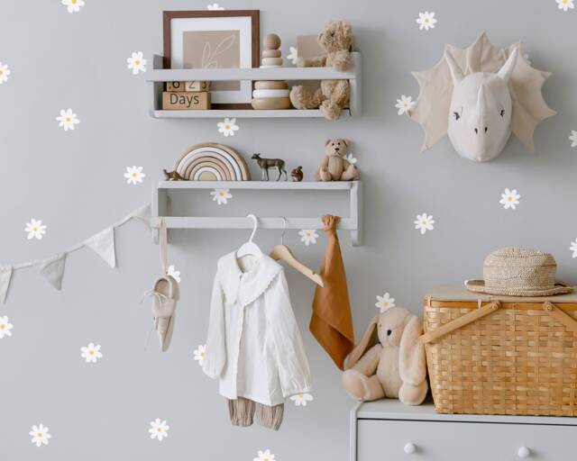 Daisy Wall Decals - Small Flower Stickers, Nursery Decor, Kids Room Art - image 1