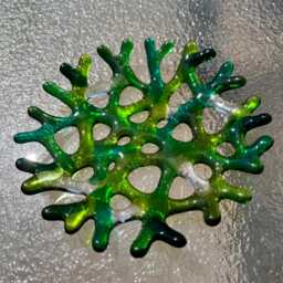 Fused Glass Coral Jewelry Keeper, Turquoise Blue Green, Beach House Decor - thumbnail 2
