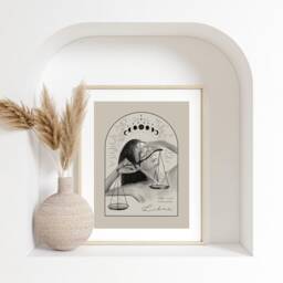 Zodiac Sign Libra Poster, Illustration // Zodiac, Moon Phases, Astrology, Gift, Decoration, Living Room, Wall Boho, Art - thumbnail 3