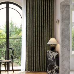 Gaye Leafy Blackout Curtain With Black Trim, 3 Colors, Thick Thermal Room Darkening Curtain, Modern Drapery For Bedroom Living Room, 1Pc - thumbnail 4