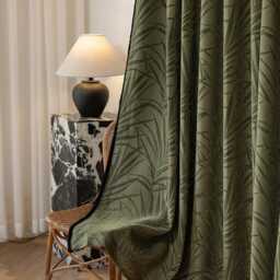 Gaye Leafy Blackout Curtain With Black Trim, 3 Colors, Thick Thermal Room Darkening Curtain, Modern Drapery For Bedroom Living Room, 1Pc - thumbnail 3