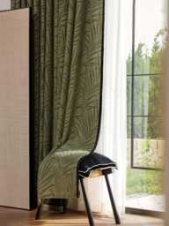 Gaye Leafy Blackout Curtain With Black Trim, 3 Colors, Thick Thermal Room Darkening Curtain, Modern Drapery For Bedroom Living Room, 1Pc
