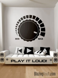 Loud Volume Knob Wall Decal - Music Sticker Mixer Sliders Console Knobs Recording Studio Audio Wave By Blazing Vault