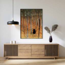 Gustav Klimt Cat Print, Birch Trees By Klimt, Poster, Art, Lovers Gift, Animal Feline Wall Art Decor - thumbnail 3