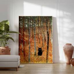 Gustav Klimt Cat Print, Birch Trees By Klimt, Poster, Art, Lovers Gift, Animal Feline Wall Art Decor - thumbnail 2