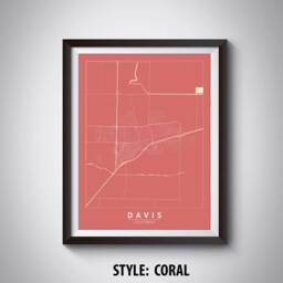 Davis Ca Map Print Black & White Road Map, Office Wall Art - thumbnail 3