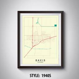 Davis Ca Map Print Black & White Road Map, Office Wall Art - thumbnail 2