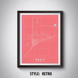 Davis Ca Map Print Black & White Road Map, Office Wall Art - thumbnail 4