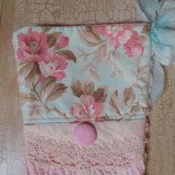 Pink Vintage Chenille Christmas Stocking With Turquoise Floral Print - thumbnail 3