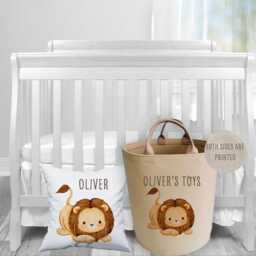 Personalised Lion Duvet Cover Set Toy Basket Toddler Jungle Safari Bedding Room Item - thumbnail 3