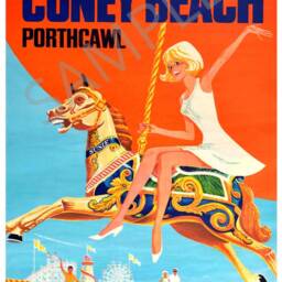 Vintage Poster Porthcawl Coney Beach Pleasure Fun Fair Ground Wales Print A4 A3 - thumbnail 2