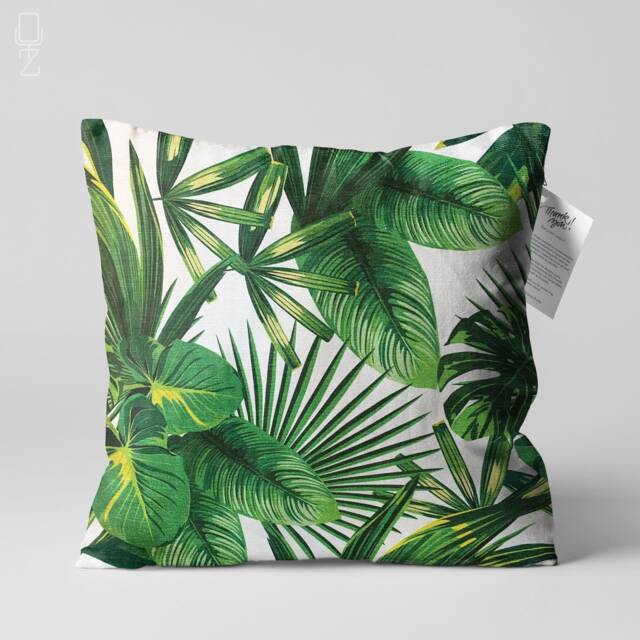 Tropical Palm Leaves Cushion Cover - Double Sided Printing On The Soft Touch Chenille Fabric With Multi Size Options Oeko-Tex?? Standard - image 1
