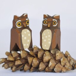 Hand Carved Wooden Owls - thumbnail 2