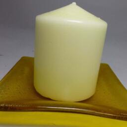 Hand Crafted Glass Candle Holder Dish/Plate - Iridescent Yellow Trinket Display Made Gift Christmas Festive - thumbnail 3