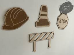 Construction Wall Nursery, Wooden Decor, Home, Kids, Vehicles, Children Room - thumbnail 1