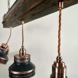 Industrial Lighting , Copper Lamp , Patina Light Fixture , Rustic Chandelier - thumbnail 4