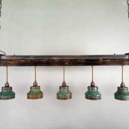 Industrial Lighting , Copper Lamp , Patina Light Fixture , Rustic Chandelier - thumbnail 2