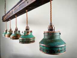Industrial Lighting , Copper Lamp , Patina Light Fixture , Rustic Chandelier - thumbnail 1