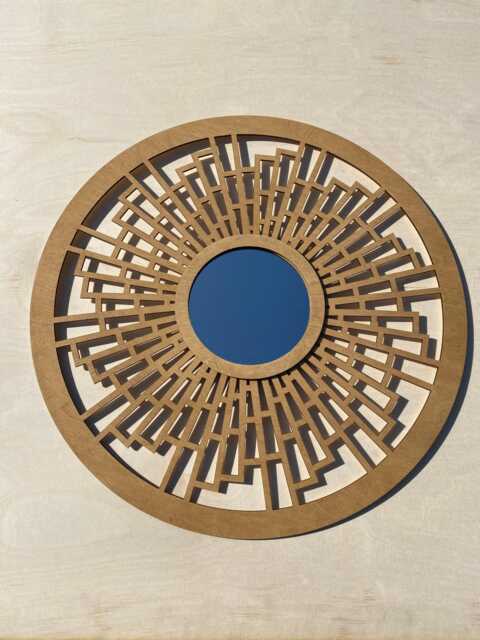 Wooden Round Wall Mirror Kambio 60cm - image 1