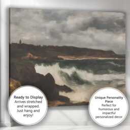stormy Coastal Waves Rocky Shore Seascape Oil Painting Canvas Wall Art Print Decor Picture Ready To Hang - thumbnail 3