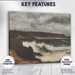 stormy Coastal Waves Rocky Shore Seascape Oil Painting Canvas Wall Art Print Decor Picture Ready To Hang - thumbnail 1