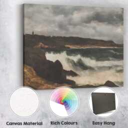 stormy Coastal Waves Rocky Shore Seascape Oil Painting Canvas Wall Art Print Decor Picture Ready To Hang - thumbnail 2