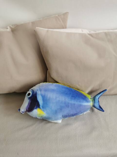 Unicorn Fish Pillow Blue Ocean Decor, Gift For Fisherman - image 1