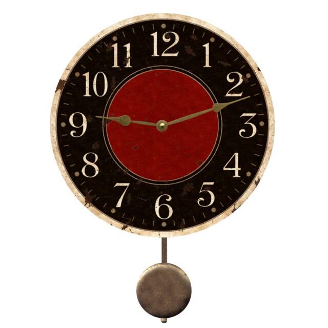 Rustic Pendulum Clock - Red Center Clock - image 1
