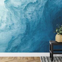 Abstract Watercolor Deep Blue Wallpaper Mural, Peel & Stick - thumbnail 3