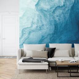 Abstract Watercolor Deep Blue Wallpaper Mural, Peel & Stick - thumbnail 2