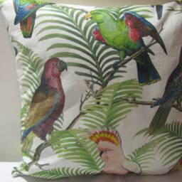 Designers Guild For Parrot & Palm Azure 100% Cotton Fabric Cushion Cover D1 - thumbnail 3