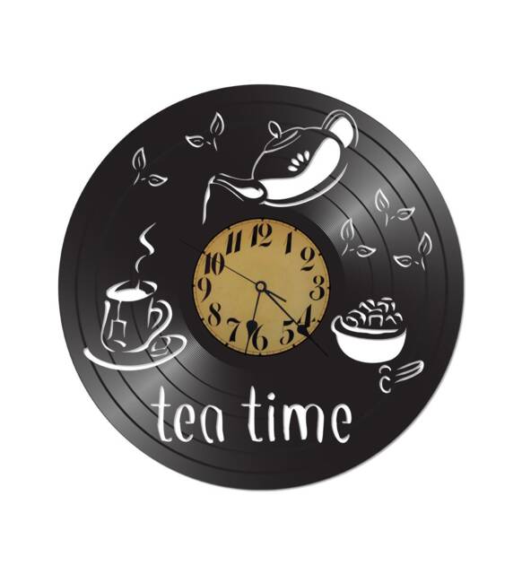 Free Shippingtea Lovers Vinyl Record Clock - image 1