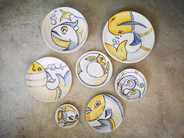 Set Of 7 Hand-Painted Ceramic Plates/Wall Art Portuguese Pottery - image 1