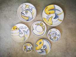 Set Of 7 Hand-Painted Ceramic Plates/Wall Art Portuguese Pottery - thumbnail 1