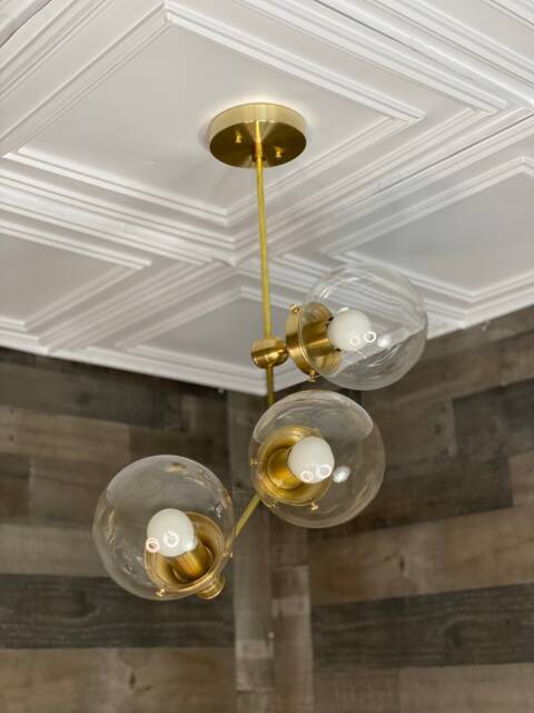 Pleiades Zodiac 3 Light 6 Inch Globe Mid Century Industrial Chandelier - image 1