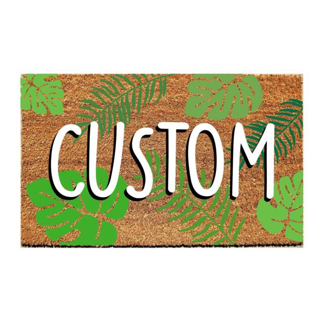 Custom Doormat - Tropical Leaves Text Personalized - image 1