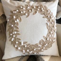Christmas Wreath Pillow Cover Farmhouse Holiday Decor - thumbnail 2