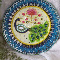 Handmade Lippan Art, Peacock Mandala, Mirror Wall Decor - thumbnail 2