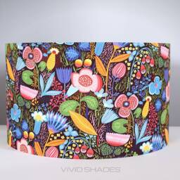 Colourful Floral Lampshade 30cm Or 35cm Fabric Light Lamp Shade Handmade By Vivid Shades, Stunning Flower Pattern Drum Ceiling Funky - thumbnail 2