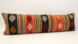 King Kilim Lumbar Pillow Cover, 14x48, Turkish Wool Bedding - thumbnail 1