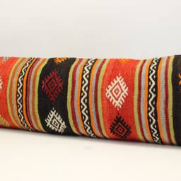 King Kilim Lumbar Pillow Cover, 14x48, Turkish Wool Bedding - thumbnail 3