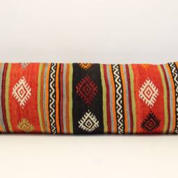 King Kilim Lumbar Pillow Cover, 14x48, Turkish Wool Bedding - thumbnail 2