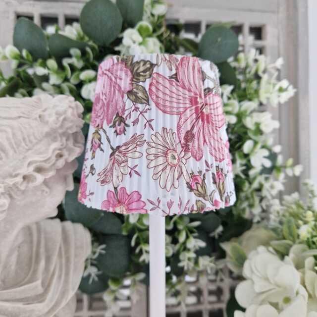 Cordless Touch Lamp. Beautiful Pink Floral Design Decoupaged Usb Rechargeable No Plugs Or Sockets Needed. Cordless - image 1