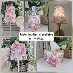 Cordless Touch Lamp. Beautiful Pink Floral Design Decoupaged Usb Rechargeable No Plugs Or Sockets Needed. Cordless - thumbnail 4