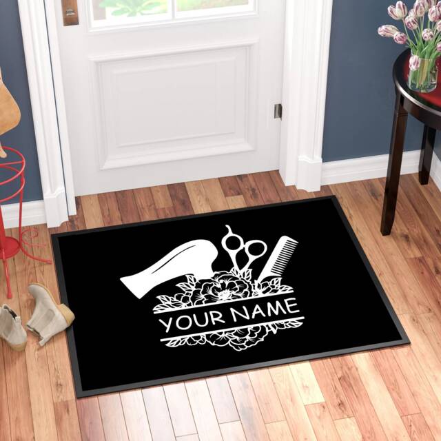 Personalised Custom Printed Hairdressing Name Doormat, Ideal Gift For Him/Her, Hairdressers, Salon, Business Door Mat - image 1