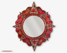 "Decorative Round Mirror Wall 25.6In ""Delightful Red" - thumbnail 1